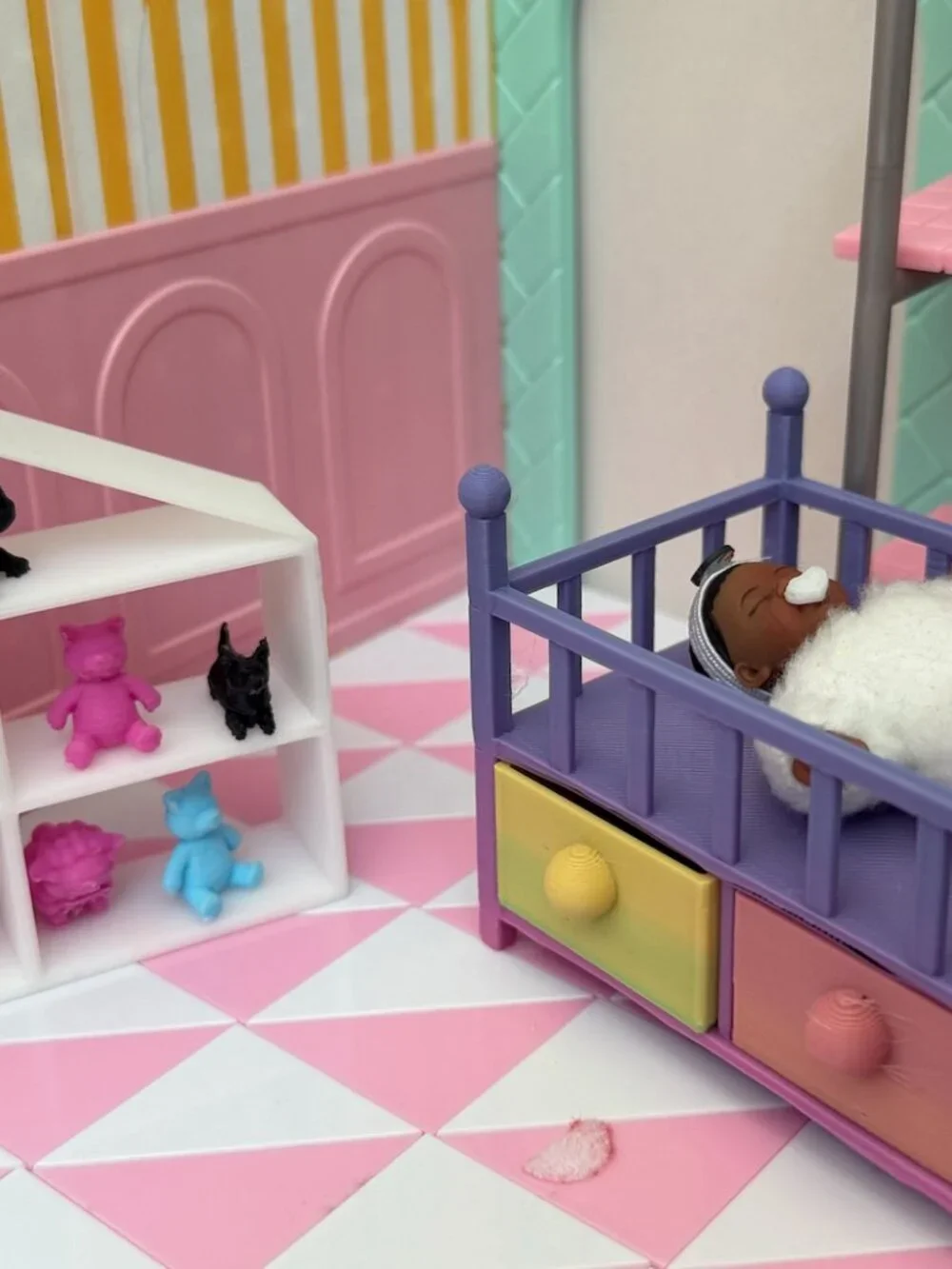 Mini ZURU Baby Doll House Shelf | 3D Printed 2.5 Inch Dollhouse Furniture